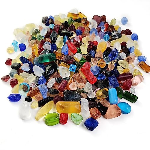 HappyFiller Matted Colored Sea Glass for Crafts,1.4 LB,Tumbled Stones Aquarium Rocks Vase Fillers Beach Theme Decor, Fire Pit,Tabletop Fountain,Garden Landscaping Crushed Glass,Soil Cover,10+ Colors