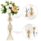 VIJIV Gold Vase for Wedding Centerpieces Table, 24" Tall Luxury Hourglass Metal Trumpet Vase for Flower Arrangement & Ostrich Feathers Holder, Perfect for Wedding Galas, Anniversary & Formal Events - size: Tall-23.7IN