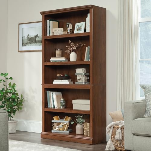 Sauder 5-Shelf Split Bookcase/ Book shelf, Oiled Oak finish - color: Oiled Oak Finish