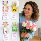 4 Pcs Mini Vase Fridge Magnets, Cute Ceramic Refrigerator Magnets with Artificial Flowers, Ideal for Mother’s Day and Birthday Gifts, Kitchen and Office Decor