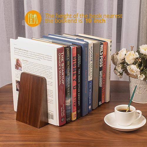 DRELIFAM Walnut Book Ends Heavy Duty Handmade Book Ends for Shelves Decorative Bookends to Hold Heavy Books (Black Walnut Wood Small) - color: Walnut Wood Small