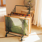 GENMOUS Art Storage Rack with Caster Wheels, Art Drying Rack Metal Storage Stand for Canvas Storage Paint Drying Rack,Drawing Board Stands for Printed Matter,Crafts Drying,Art Studio,Classrooms Easel - size: Metal-7Layer
