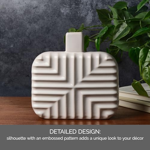 Mikasa Geometric Square Stoneware Ceramic Vase, 8.43x2.44x8.35 Inch - size: 8.4 Inch