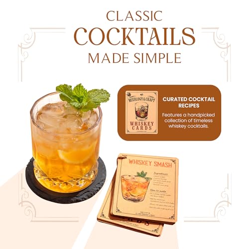 Mixology & Craft Whiskey Gift Set, Whiskey Glass Set with Rustic Wooden Crate, 8 Granite Whiskey Rocks Chilling Stones, 10oz Glasses, Raffle Gift for Men, Dad, Husband, Boyfriend - Jameson Dark Brown - size: Dark Crate
