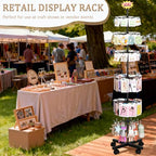 Retail Display Stand Store Display Rack 6 Tier Metal Spinning Display Stand Rack with Wheels Keychain Jewelry Stocking Hat Stand with Hooks for Malls, Showroom, Retail Store (6 Tier Black) - color: 6 Tier Black