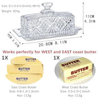Crystal Covered Butter Dish,8inch Classic Glass 2-Piece Design Butter Keeper with Lid | Butter Holder | Dishwasher Safe - size: 8inch