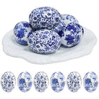 6pc Ceramic Easter Egg Ornaments, Chinoiserie Easter Decor Elegant Touch to Home/Office Spaces,Ideal Gift for Christmas, Halloween, Mother's Day, Easter or Housewarming(B) - size: B