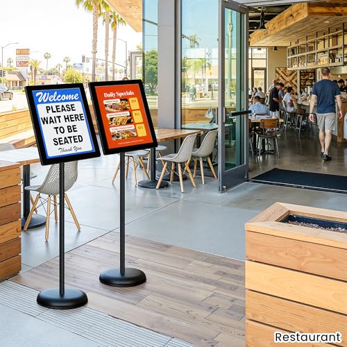 Sign Holder Stand 8.5x11 Inch - Pedestal Floor Standing Sign Holder with Adjustable 360° Rotating Display, Standing & Poster Sign Stand for Business, Mall, Schools, Restaurants – 1 Pack - color: Black, size: Sign Holder Stand 8.5x11 – 1 Pack