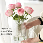 New 2026 Design Ribbed Glass Vase Wide - 8 Inch Tall Ribbed Vase for Wedding Reception, Home Decor, Housewarming Gift (Clear) Decorative Flower Vases - Bud Vase for Centerpieces Cylinder Vases
