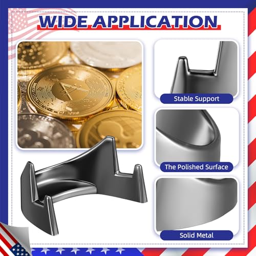 Yaocom 4 Pcs 1.69 Inch Metal Challenge Coin Display Stand Military Coin Holder Medallion Token Holder for Veterans Collectors Fits 2 Inches and up Coins Medals Pocket Watches (Black) - color: Black