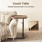 Adjustable Height TV Dinner Tray Table for Eating, 360°Swivel Small C Shaped End Side Table for Living Room, Bedroom,Hospital, Couch Armrest Table that Slide Under Sofa, Bed, Desk - style: Oval-Adjustablle Height
