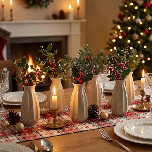 6-Pack Simple Vase Set for Flowers Plants, Small Cute Flower Vase for Modern Table Shelf Home Decor Wedding Boho Decor, Farmhouse - color: 6pc-stjh-green