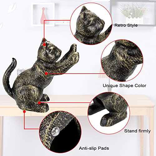 2 Pack Cat Decorative Bookends for Shelf - Cast Iron Book Ends Cute Dog Bookend Support for Home Decor, Heavy Duty Book Stands Vintage Antique Shelf Decor for Reading Enthusiasts or Cat Lovers - style: Cat Shape