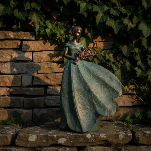 Guichifun Fairy Statue Collection Home Decoration - 22IN Leaf Angel Girls Resin Large Home Decor for Outside or Inside Rustic Garden Outdoor Yard Fantasy Figurines Gift 13.75 x 8.75 x 22 Inch - color: Green-flower, size: X-Large