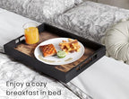 Fibogollo Wooden Serving Tray with Metal Handles,17x12in Ottoman Decorative Trays Platter for Coffee Table,Living Room,Bar,Party,Large - size: 16.9" x 11.8" x 2"