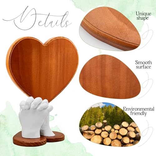 Menkxi 7.1 x 6.3 x 0.6 Inch Heart Shaped Wood Base Hand Casting Sculpture Base Hand Casting Kit Wood Display Stand for Anniversary Wedding Gift DIY Crafts Home Decoration - style: Heart