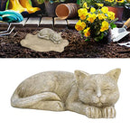 Hapivida Cats Memorial Stone, 5.5in Cat Garden Statue Pet Statues Gift Figurine Sculpture Sleeping Cats Decoration - size: Brown Cat