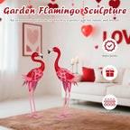 XONOR Metal Garden Flamingo Statues and Sculptures, Set of 2 Pink Outdoor Metal Flamingos Bird Art for Home Yard Patio Lawn Backyard Porch Decorations