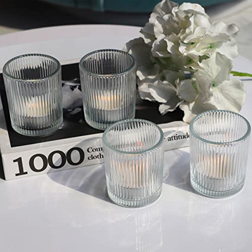 VOHO Clear Votive Candle Holders for Table Centerpiece, Glass Candle Holder Bulk Set of 12, Glass Votive Holder for Home Decor & Holiday Decor(2.1 x 2.6 Inch, Clear) - color: Clear