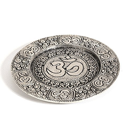 Hosley Tibetan Style Aluminum Incense Sticks Burner for Aromatherapy and Home Ambiance Aged Silver Finish 4.5" Diameter - color: Silver