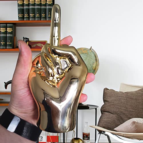 Gold Decor Resin Finger Statue 7.8" Hand Sculpture for Table,Desk, Gifts