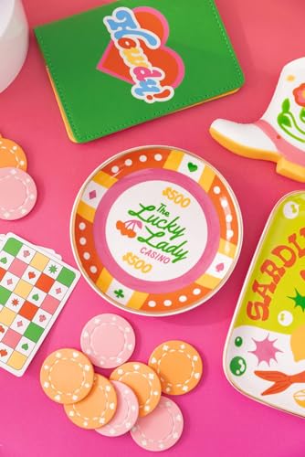 ban.do Novelty Trinket Tray, Ceramic Jewelry Dish, Small Decorative Tray for Keys or Decor, Cute Casino Chip Catchall Tray, Lucky Lady