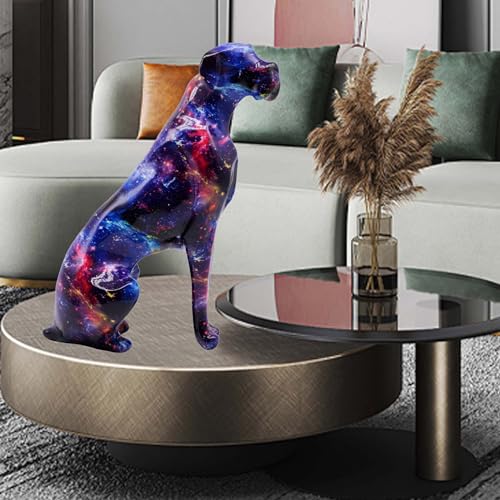 Graffiti Dog Statue, Abstract Resin Figurine – Starry Sky Home Decoration for Living Room, Bedroom, Office Desk, Christmas & Housewarming Gift - color: Starry Sky