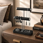bussdis 2 Tier Bracelet Holder Display - Detachable T Bar Black Velvet Bracelet Holder, Jewelry Holder Organizer for Bracelet, Necklace, Earrings, Rings - color: Black