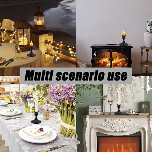 2 Pcs Black Taper Candle Holders 2.8 Inch Vintage Short Skinny Metal Candlestick Holders for Table Centerpieces - color: Black