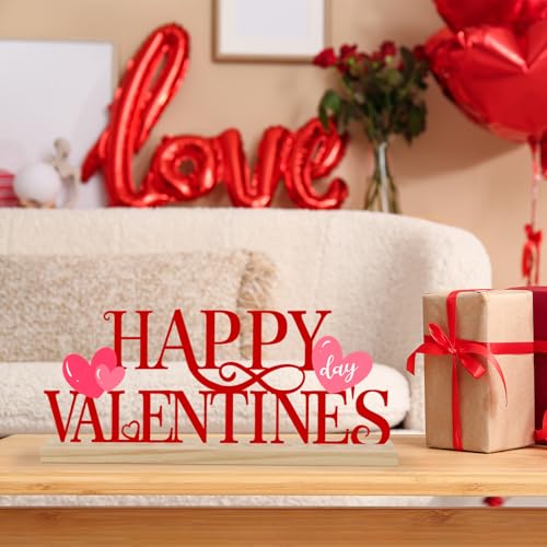 COCHIE Metal Happy Valentine's Day Sign, Valentines Day Decorations for Home, Party, Shelf, Mantel, Indoor, Valentine Heart Decor, Valentines Day Table Top Decoration (Valentine) - style: Valentine