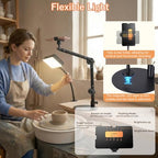 Yoobao Overhead Phone Mount for Desk, Selfie Light with Desk Mount, Rechargeable Selfie Light with Phone Holder for Video Recording, Meeting, Live Streaming TikTok YouTube