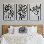 CHENGU 3 Pieces Metal Minimalist Abstract Woman Wall Art Line Drawing Wall Art Decor Single Line Female Home Hanging for Kitchen Bathroom Living Room - style: Classic Style