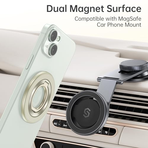 SYNCWIRE Magnetic Phone Ring Holder for MagSafe, 360° Rotation Cell Phone Grip Stand Finger Ring Kickstand Two-Sided Magnet Compatible with iPhone 17 Pro Max 16 15 14 13 12 MagSafe Accessories - color: Single Ring-1PCS-Yellow