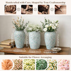 BEAHOT Ceramic Vases Set of 3 – 6.7-inch Handmade Blue & White Pottery Trio with Speckled Glaze – Decorative Flower Vases Home Decor for Table Mantel Entryway Shelf Living Room Kitchen Bathroom - size: Blue White 3 set