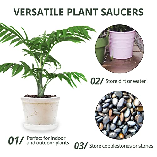 Plant Saucer, 7 Pack 8 10 12 14 15 Inch Durable Plastic Plant Trays for Pots, White & Black Round Plant Pot Saucers, Drip Tray for Indoor and Outdoor Garden (12", for 9 10 Inch Pot) - color: Black & White (12" x 7)