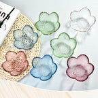 Blue Flower Jewelry Trinket Dish, Glass Ring Holder Tray, Small Trinket Bowl Gifts for Women - color: golden-edged blue