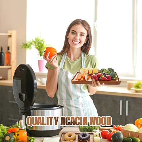 1 pcs 15"x 10" Solid Acacia Wood Serving Tray Rectangular Wooden Serving Platter Natural Wooden Board for Bar Coffee Party - size: 15x10 in