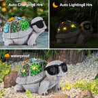 Unique Solar Garden Turtle Statue with I Love You LED Sunglasses and Succulent LED Lights, Lawn Decor Tortoise Figurine for Patio, Balcony Yard Ornament for Mom, Women & Grandma - style: Turtle