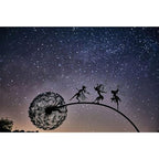 Fcteap Flower Fairy Dancing with Dandelion Garden Art Sculpture Stainless Steel Statue Christmas Halloween Decoration for Outdoor Yard Courtyard Lawn Patio Metal Ornaments (Three Persons) - style: Three Persons