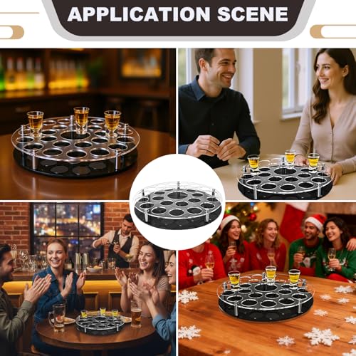 Round 36 Shot Glass Holder Acrylic Shot Glass Tray Holders Clear Organizer Wine Cup Serving Tray Cups Display Accessories for Party, Bar, Club,Large Hole: 1.77 Inch - style: 1.77 inch hole - round (36 Holes)