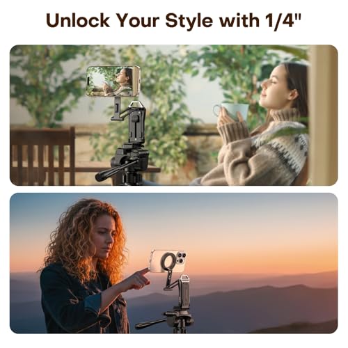 OMOTON TP02 360°Rotating for MagSafe Tripod, New Upgrade with 1/4" Screw Arca, Adjustable Magnetic Phone Tripod for iPhone 17/16/15 Pro Max Air, Foldable Selfie Stick Fits Vlog, Gym, Black Pro - color: 6-Black Pro