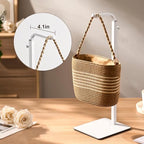 Purse Holder Handbag Display Stand: Hanger Rack Showing Bags, Purses, and Wreath, Adjustable Hook Stand for Tabletop, Closet, Desk, and Retail Use for Vendors, White - color: White