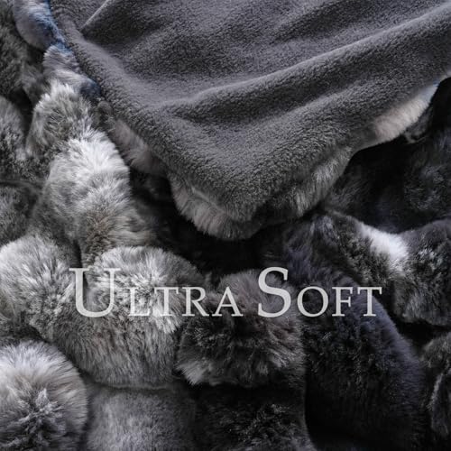 BENVWE Fluffy Faux Fur Throw Blanket for Couch, Soft Plush Thick Cozy Fuzzy Luxury Minky Bubble Blanket for Home Living Room Decor Gift for Women, Tie-dye Grey, 63" x 80", 1100GSM - color: Tie-dye Grey, size: Twin(60" x 80")