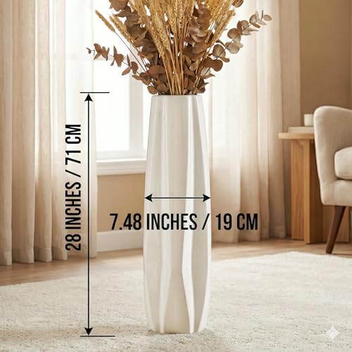 Ceramic Large Floor Vase, GDSZJLJ White 28" Tall Flower Vase Decorative Vases for Living Room Modern Home Decor Office Bedroom Kitchen Wedding House Décor, Gift for Wedding Housewarming - color: 5-stripes, size: Height-28 Inch
