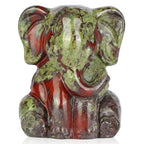 Crystal Elephant Figurine 1.5" Dragon Bloodstone Cute Animal Statue for Women Paperweight Hand Carved Reiki Healing Sit Elephant Decor for Home, Office
