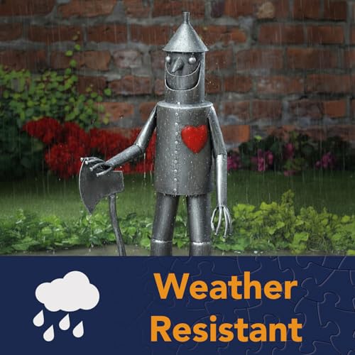 Bits and Pieces Tin Woodsman Tin Man Metal Garden Statue - Whimsical Metal Yard Art Sculptures Tinman Figure - Weather Resistant Sculptures for Porch Patio Yard - 30" Tall Lawn Statues