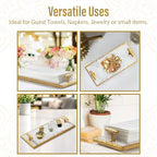 Guest Towel Holder Tray for Bathroom - Premium Marble Tray with Gold Rim - Bathroom Hand Towel Tray, The Perfect Vanity Tray for Bathroom. Ideal Valentines Day Gift. - color: Gold Rim
