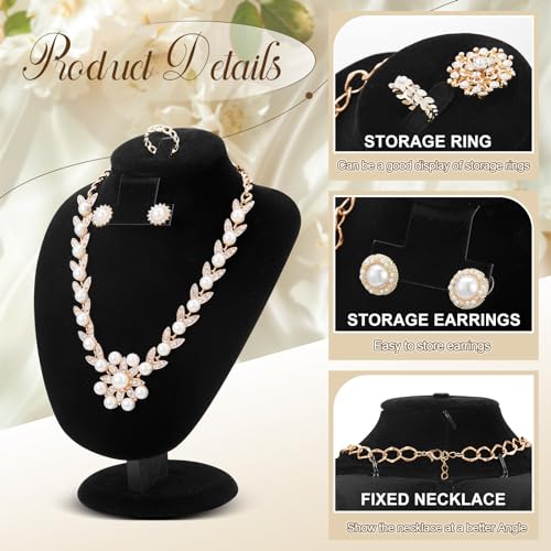 Youyole 3 Pcs Black Velvet Jewelry Display Necklace Earrings Ring Display Stand Jewelry Bust/mannequin for Vendors Selling and Shows - color: Black, size: Velvet