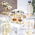 Efavormart Set of 4 Matte Gold Wedding Flower Stand Metal Vase Column Stand Geometric Centerpiece Vase - 16"| 24"| 32"| 40" - color: Gold, size: 4 Pack 16‘’24‘’32‘’40‘’