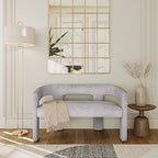 Jofran Gwen Modern Luxury Jacquard Fabric Upholstered Hallway Bedroom Sculpture Bench, 49" W X 22" D X 29.5" H, Gray - color: Grey